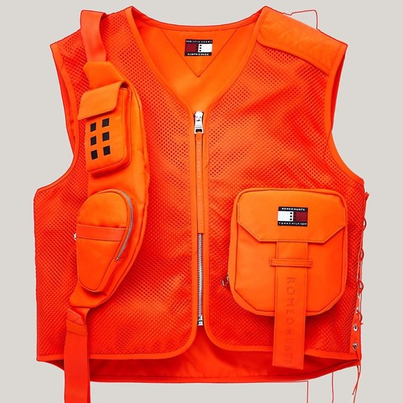Tommy Hilfiger TOMMYXROMEO Tactical Vest in Neon Orange Size Small - Picture 8 of 16